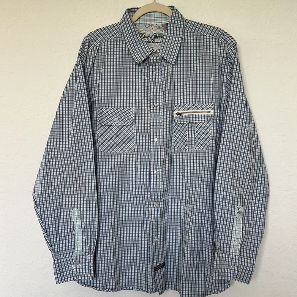 Lions Crest by English Laundry Blue Button Down Shirt Size 2XL